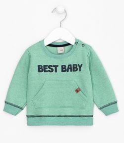 Blusão Infantil Estampa Best Baby com Bolso Canguru - Tam 0 a 18 meses