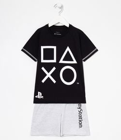 Pijama Infantil Curto Playstation - Tam 5 a 14 anos