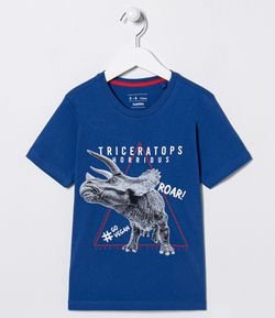 Camiseta Infantil Estampa Dinossauro Vegano - Tam 5 a 14 anos