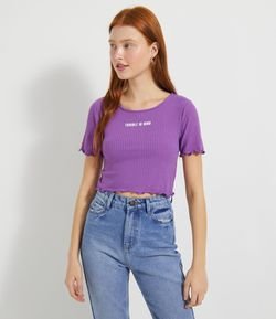 Blusa Cropped Manga Curta Lettering Trouble In Mind