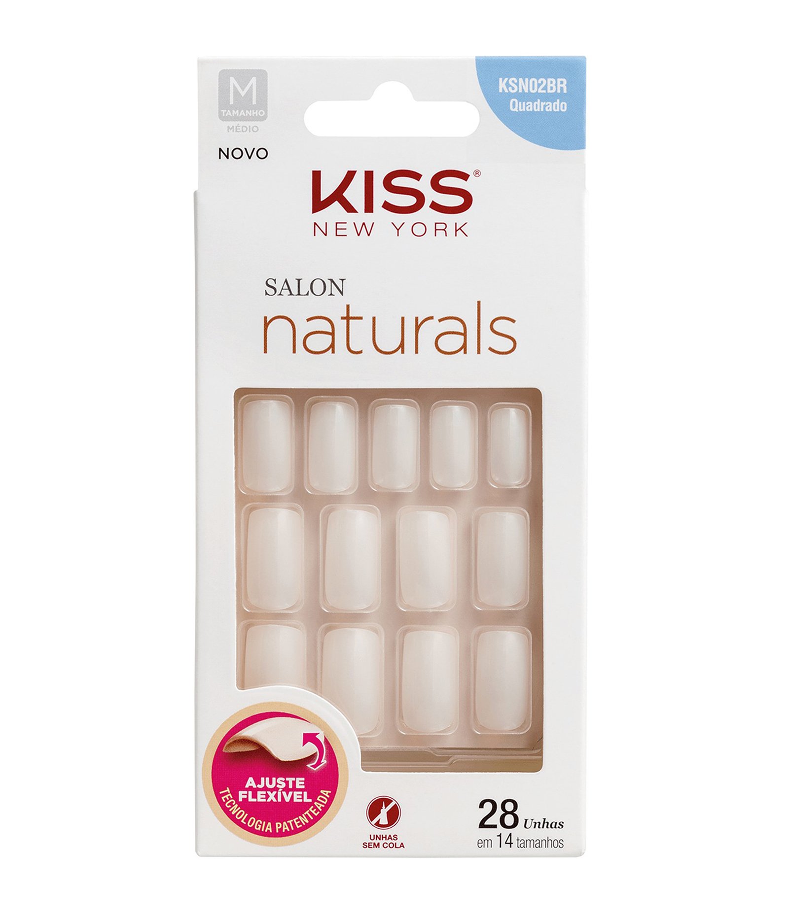 Unhas Postiças Kiss NY Salon Natural Médio Quadrado Natural 1