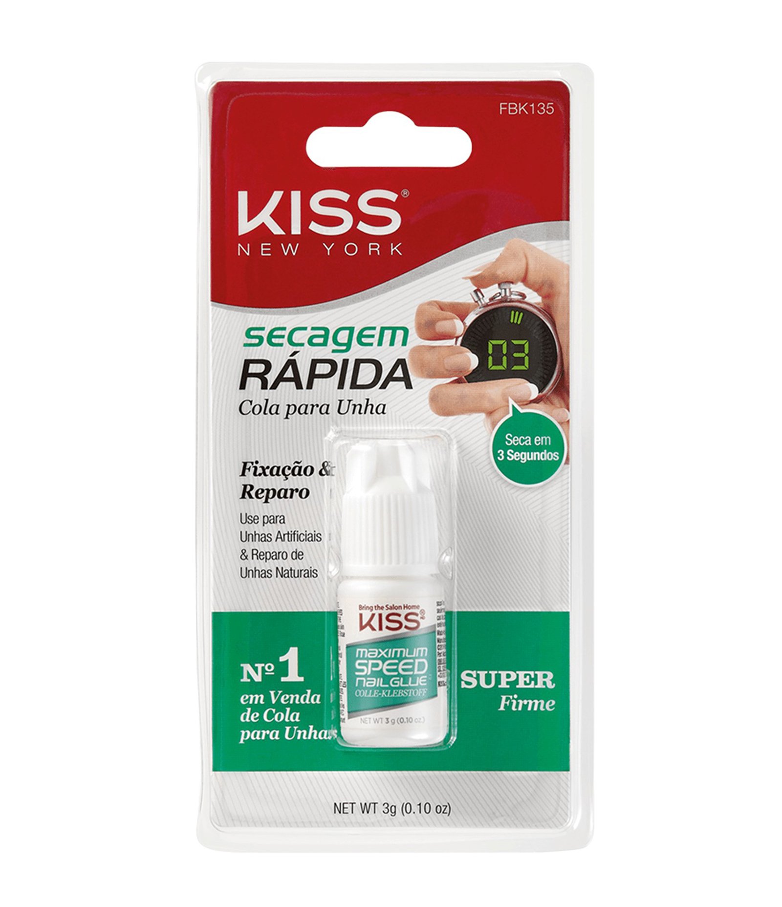 Cola de Unhas Postiças Kiss Secagem Rápida Incolor 2