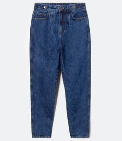 Calça Baggy Jeans Lisa com Bolsos