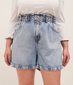 Short Mom Jeans Liso com Cós Elástico Curve & Plus Size