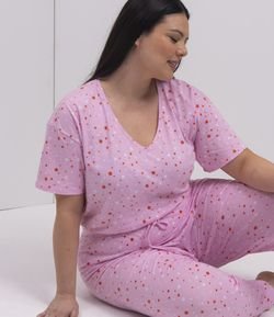 Calça de Pijama em Algodão Estampa Estrelas Curve & Plus Size
