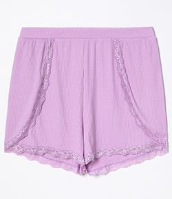 Short de Pijama Runner Liso com Renda Curve & Plus Size