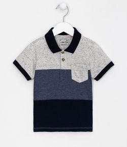 Camisa Polo Infantil com Recortes e Bolsinho Lateral - Tam 1 a 5 anos