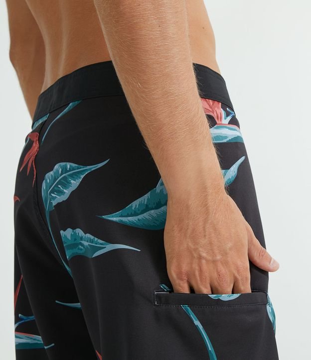 Bermuda de Baño Estampada  Negro  4