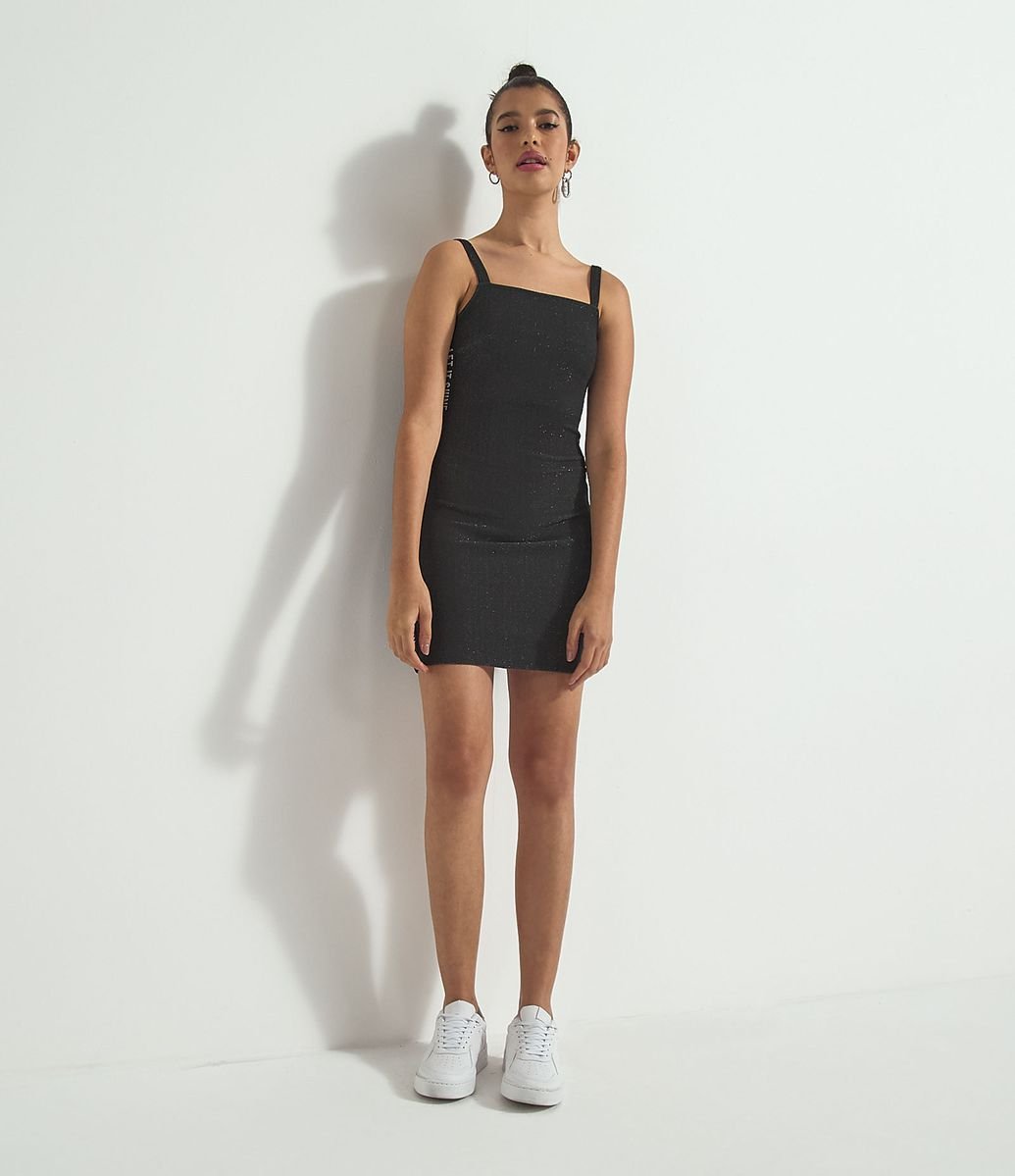 Vestido Alcinha Curto Metalizado Menor preço em Vestido Alcinha Curto Metalizado