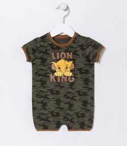 Macacão Infantil Estampa Camuflada Simba Rei Leão - Tam 0 a 18 meses