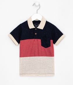 Camiseta Polo Infantil com Recortes e Bolso - Tam 1 a 5 anos 