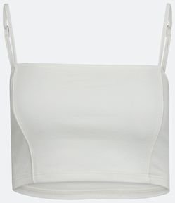 Blusa Cropped de Alça em Ponto Roma com Decote Reto