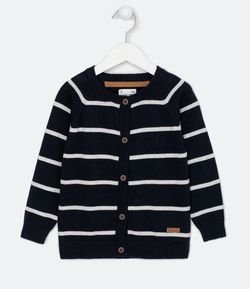 Cardigan Infantil em Tricô Listrado - Tam 1 a 5 anos