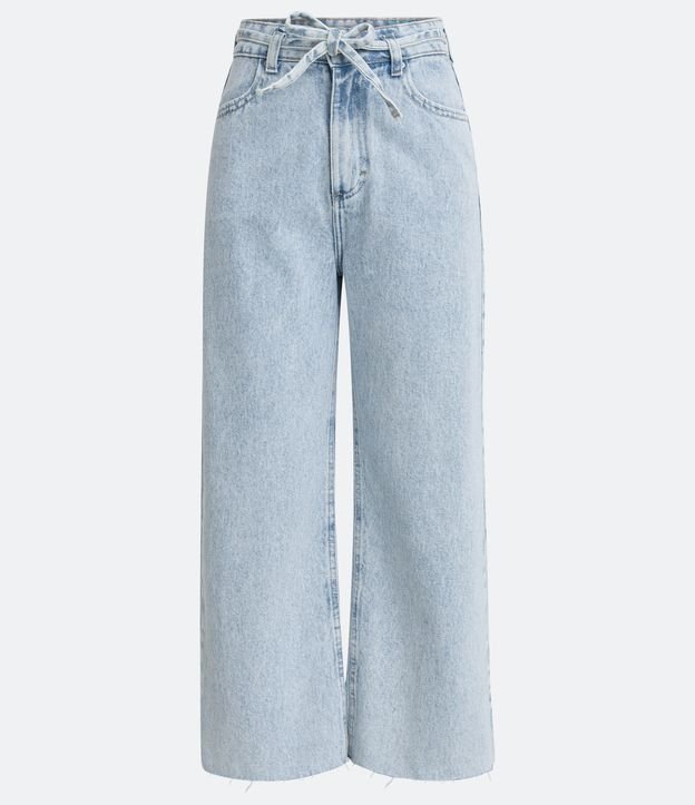 Calça Pantacourt em Jeans com Cordão Azul 6