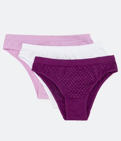 Kit 3 Calcinhas Biquini Sem Costura Trifil Roxo/Branco - Renner