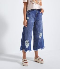 Calça Pantacout Jeans com Puídos 