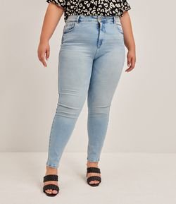 Calça Skinny Jeans Lisa com Ilhós Coloridos Curve & Plus Size
