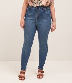 Calça Skinny Jeans Lisa com Cinto e Fivela Forrada Curve & Plus Size