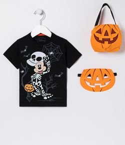 Camiseta Infantil Estampa Mickey Múmia Halloween - Tam 1 a 5 anos 