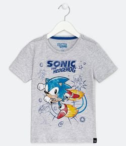Camiseta Infantil Estampa Sonic - Tam 4 a 10 anos 