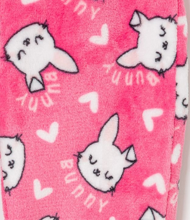 Pijama Largo Infantil en Fleece con Bordado de Conejo - Talle 1 a 5 años Rosado 5