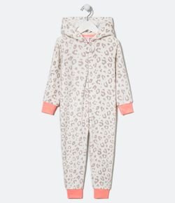 Pijama Macacão Infantil em Fleece Estampa Animal Print - Tam 2 a 10 anos