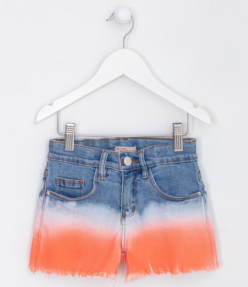 Short Infantil Jeans Estampa Dip Dye - Tam 5 a 14 anos Menor preço em Short Infantil Jeans Estampa Dip Dye - Tam 5 a 14 anos