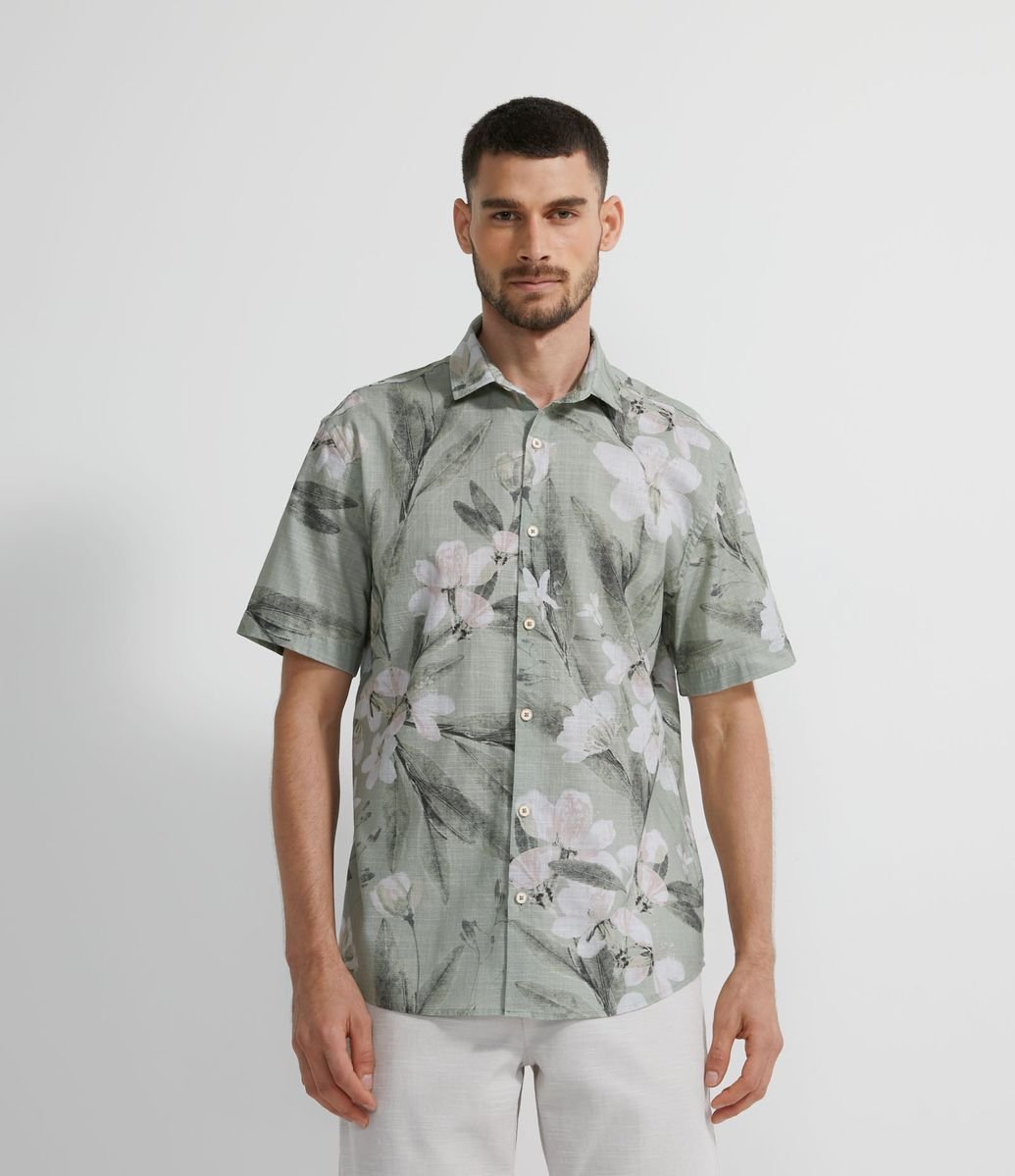 camisa floral masculina renner