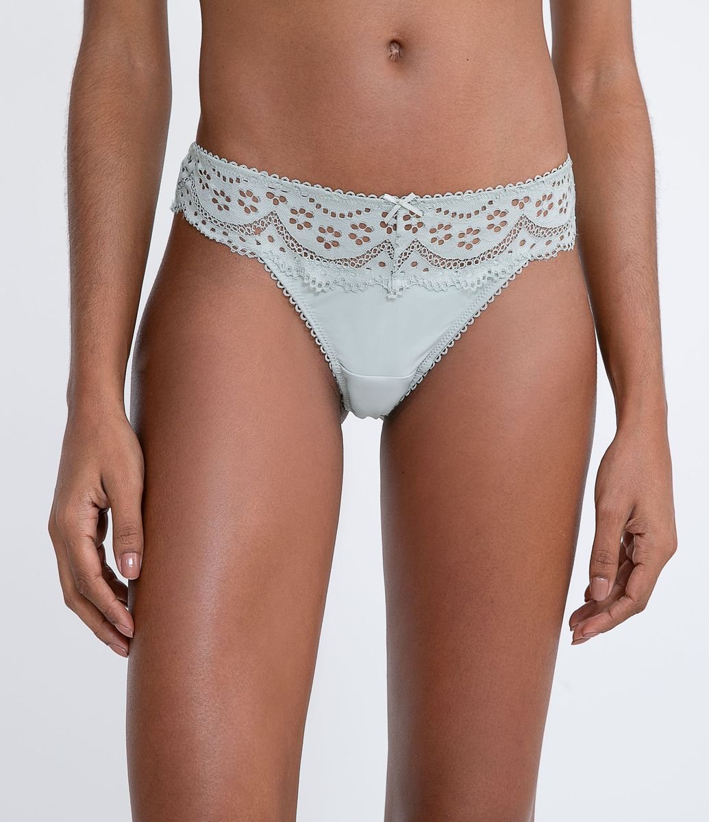 Bíkini Hilo Doble con Encaje de Flores Cinza Renner