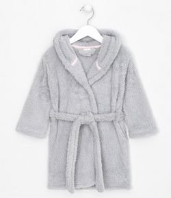 Roupão Infantil em Sherpa com Capuz Bordado - Tam PP ao GG
