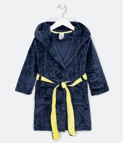 Roupão Infantil em Fleece Bordado de Monstrinho no Capuz - Tam PP a M