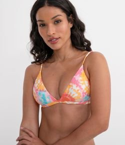 Biquíni Triângulo Fixo com Bojo Removível Estampa Tie Dye