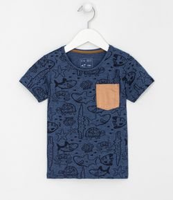 Camiseta Infantil Estampa Amigos do Mar - Tam 1 a 5 anos