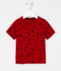 Camiseta Infantil Estampa Mini Ícones Rock - Tam 1 a 5 anos
