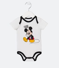 Body Infantil com Gola Americana e Estampa Mickey - Tam 0 a 18 meses
