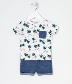 Conjunto Infantil Camiseta Estampa Coqueiros Bermuda Saruel - Tam 0 a 18 meses