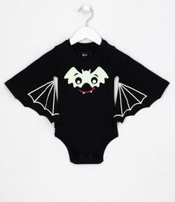Body Infantil Fantasia Morcego Brilha no Escuro - Tam 3 a 18 meses