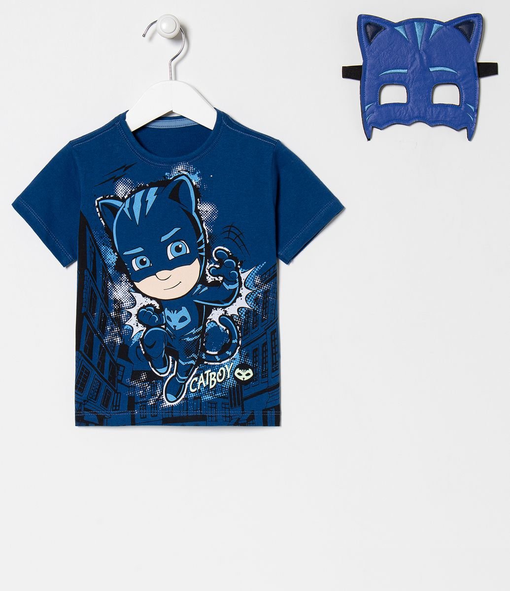 poco claro Engaño Guante Camiseta Infantil Estampa Pj Masks - Tam 1 a 5 anos Azul