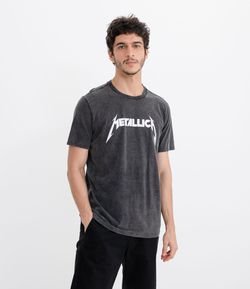 Camiseta Manga Curta com Estampa Metallica