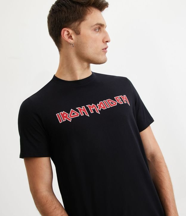 Camiseta em Meia Malha com Estampa Iron Maiden Preto 6