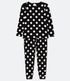 Imagem miniatura do produto Pijama Remera Manga Larga y Pantalón Estampa Lunares Tacto Suave Negro 5
