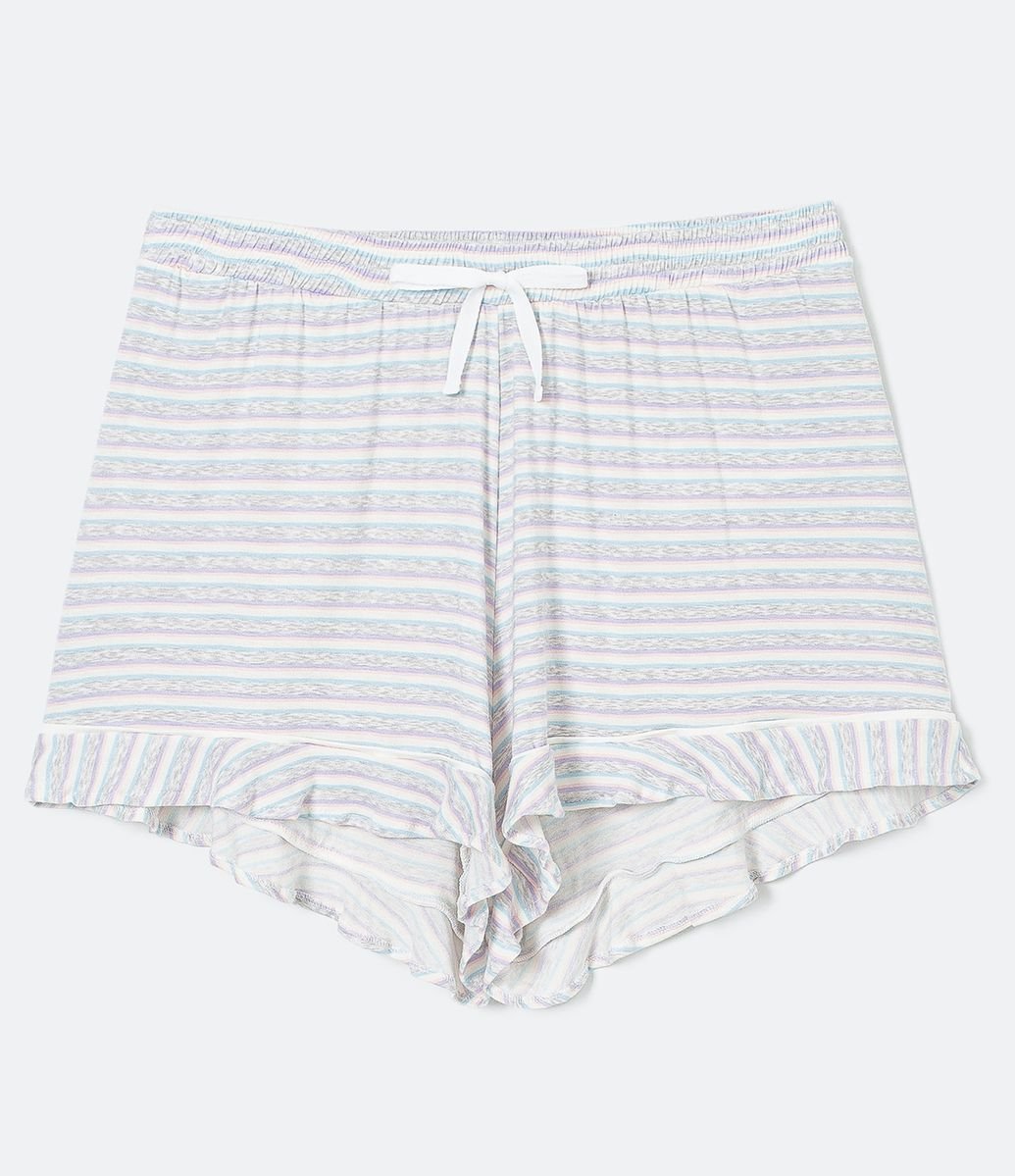 Menor preço em Short de Pijama Listrado com Amarração e Babado 