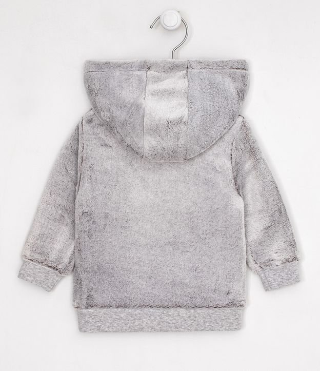 Blusão Infantil em Fleece com Bordado de Urso - Tam 0 a 18 meses Cinza 2