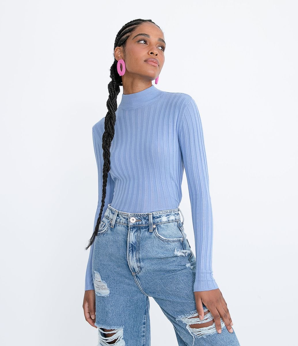 Blusa canelada gola alta renner Clearance