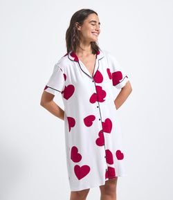 Camisola Americana Manga Curta Estampa Corações