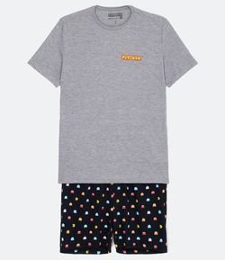 Pijama Curto em Poliviscose Estampa Pac Man