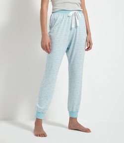 Calça de Pijama Listrada Estampa Corações com Amarração 