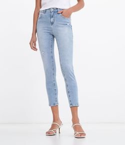 Calça Skinny Jeans Lisa com Puídas