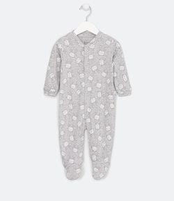 Macacão Infantil Longo com Pé Estampa de Coelhos - Tam RN a 12 meses