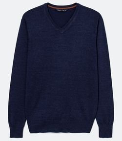 Blusão Comfort Básico em Tricô com Gola V e Punho Ajustado